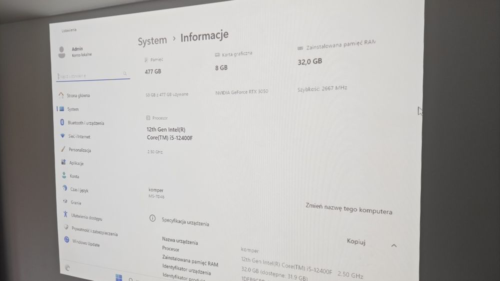 Komputer Modecom Intel core i5-12 gen 32gb ram 512gb ssd