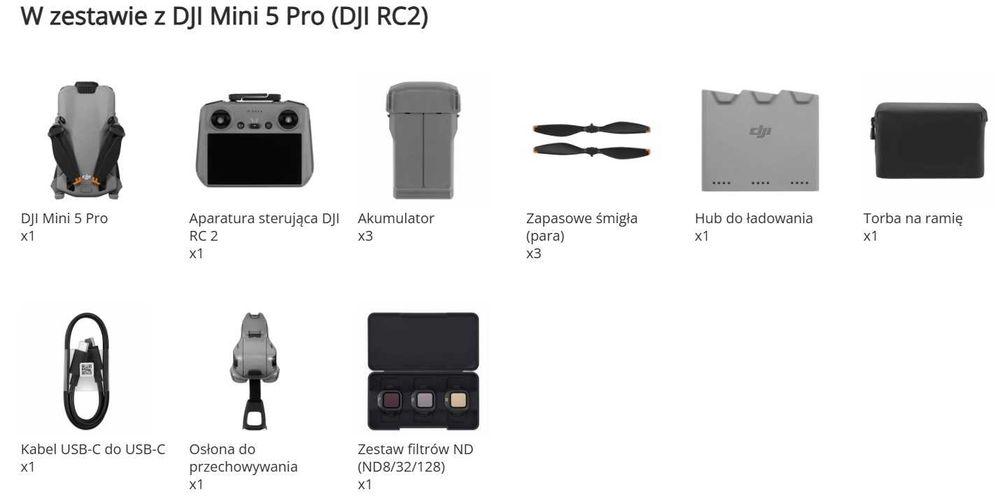 Dron DJI Mini 5 Pro Fly More Combo (DJI RC 2) Nowy Gwarancja