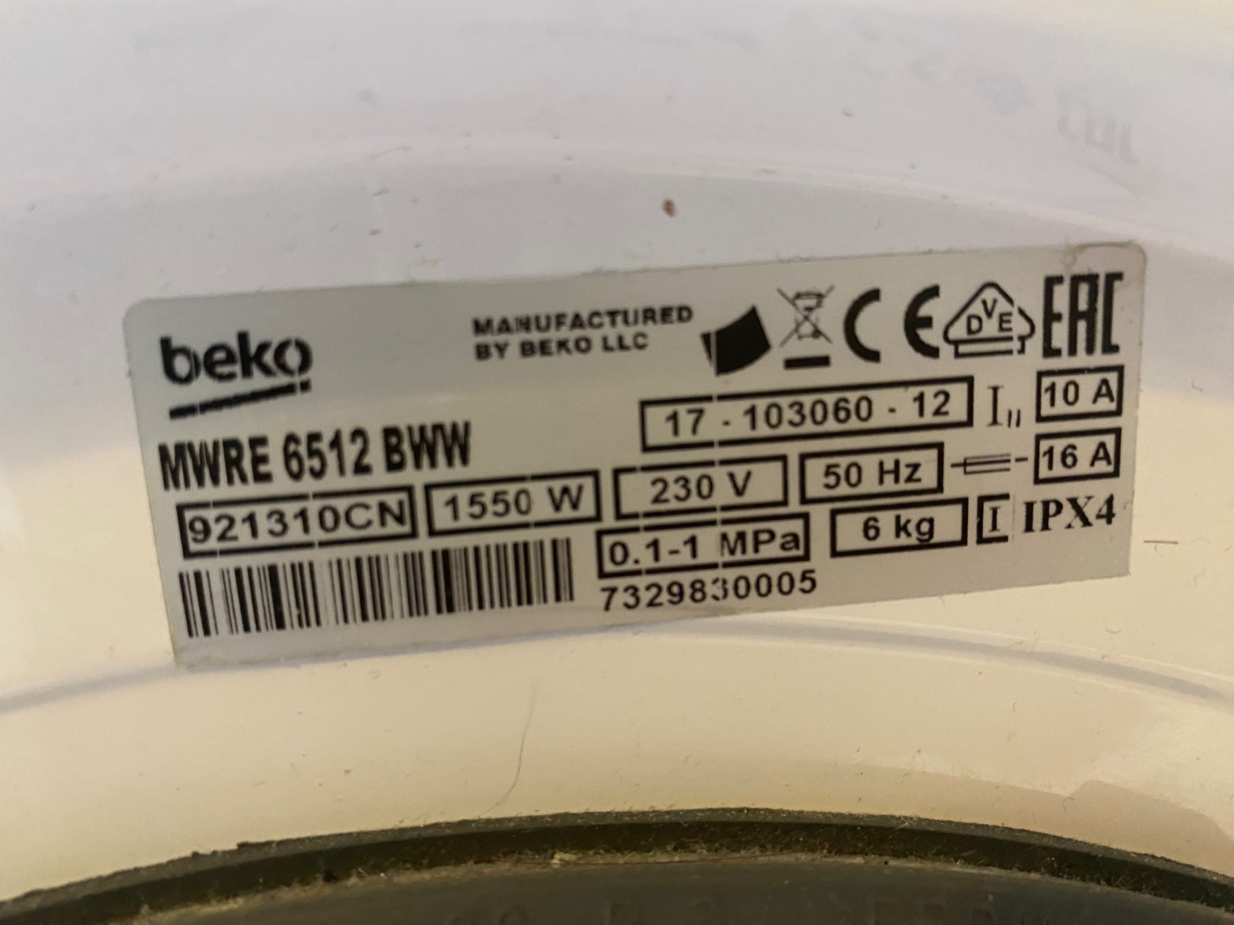 Pralka 6 kg Beko MWRE 6512 BWW MWRE6512BWW
