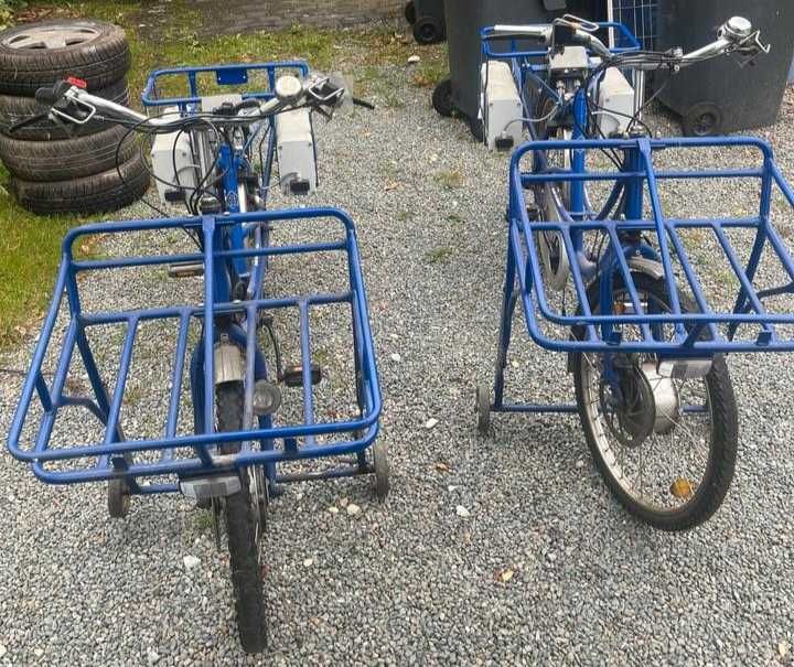 Rower transportowy elektryczny cargo bike, niemiecka poczta, pocztowy.