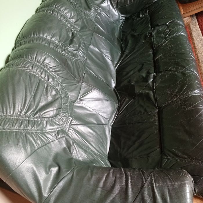 Sofa 2 osobowa, skóra, zielona + druga gratis