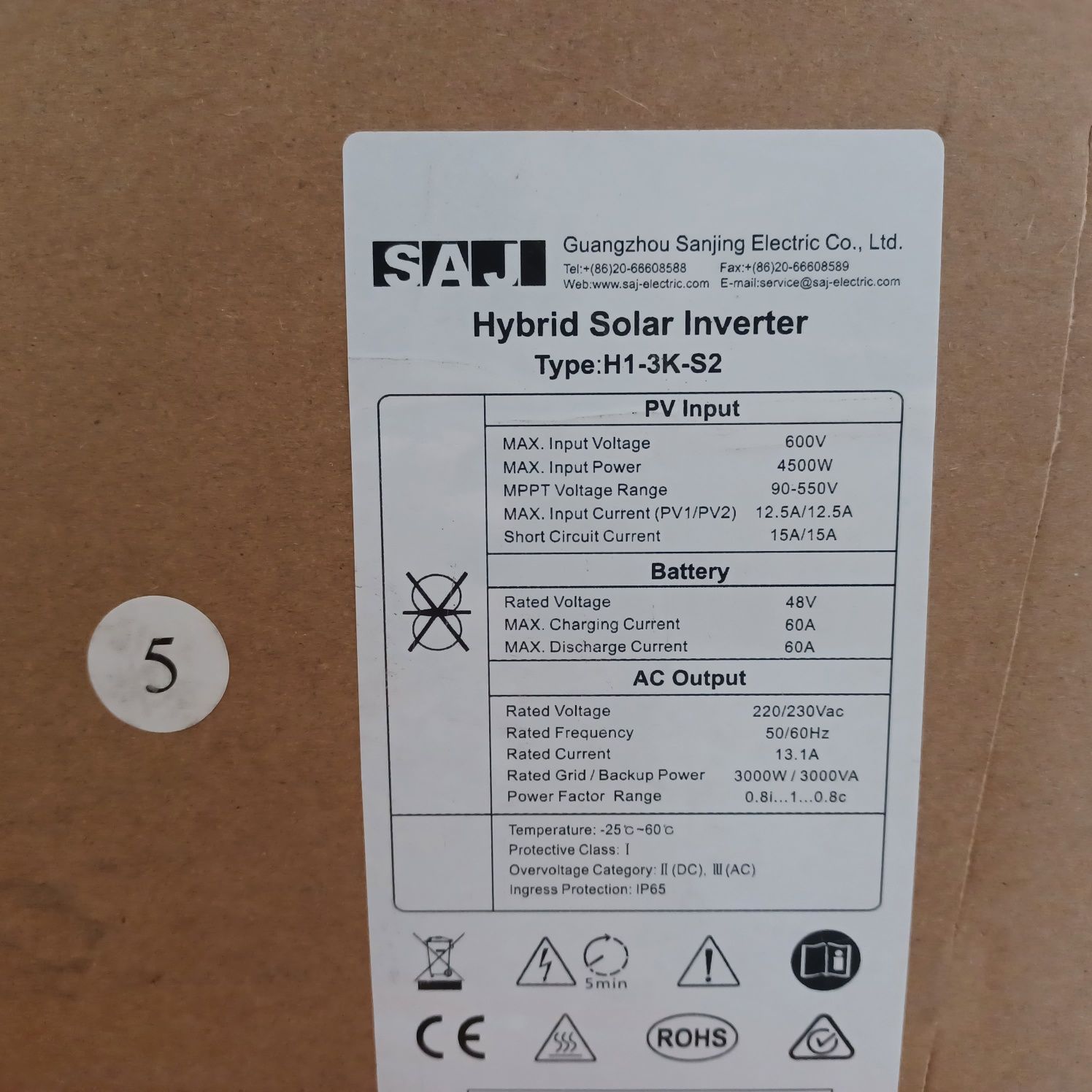 Saj H1 6k-S2 Inversor híbrido monofásico