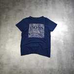 MĘSKA Koszulka PREMIUM granatowa Duże Logo Hugo Boss Bawełna Casual