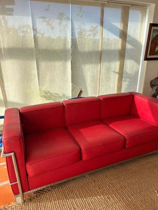 Sofa italiano em pele de 3 lugares
