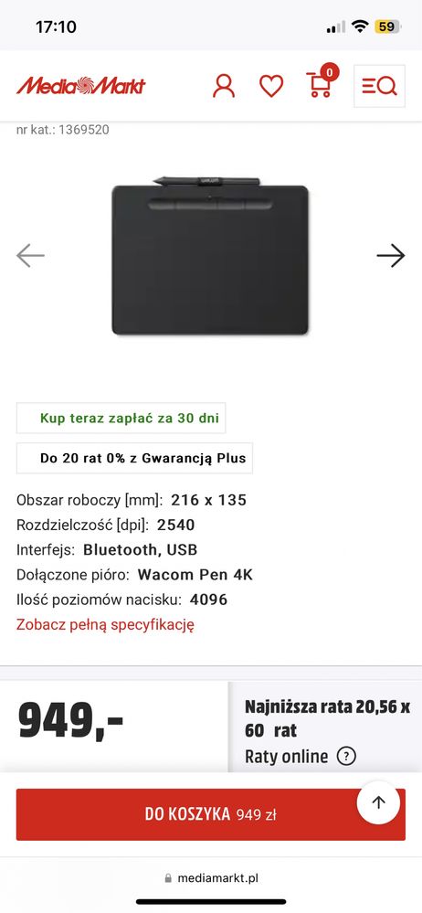 Tablet graficzny wacom intuos M