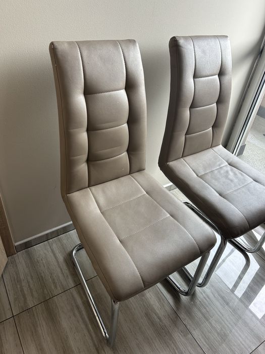 4 sztuki krzesła bezowych płozy ekoskora krzesla brw black agata ikea
