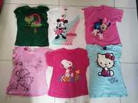 Bluzeczki Minnie Mouse , Snoopy, Hello Kitty zestaw roz. 134 cm