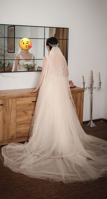 Весільна сукня зі шлейфом нюд