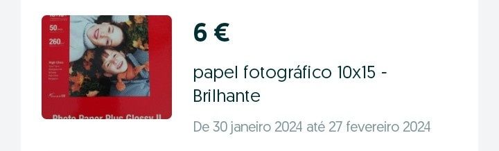 [SALDOS] papel fotográfico 10x15 - Brilhante