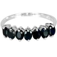 Серебряное кольцо "вечность" с синим сапфиром. Размер 19.25: