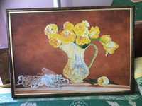 Картина,желтые тюльпаны,цветы,вышивка бисером
