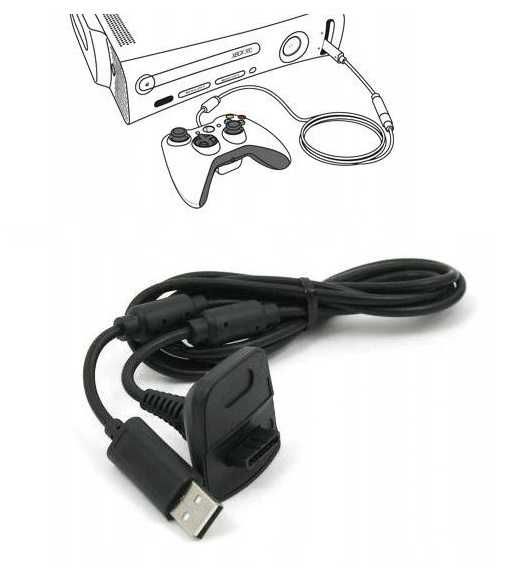 Czarny Kabel Play Charge pada XBOX 360 ** Video-Play Wejherowo