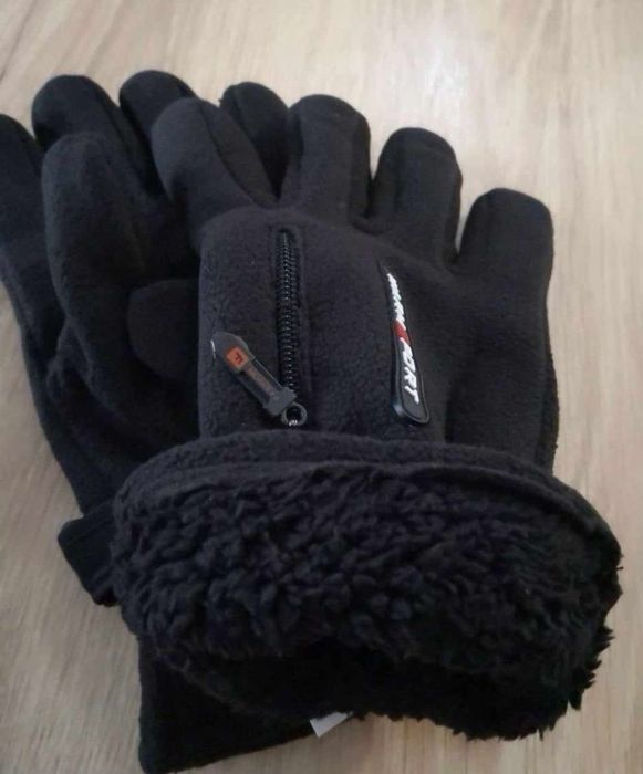 Rękawiczki polarowe ocieplane zimowe męskie ciepłe
