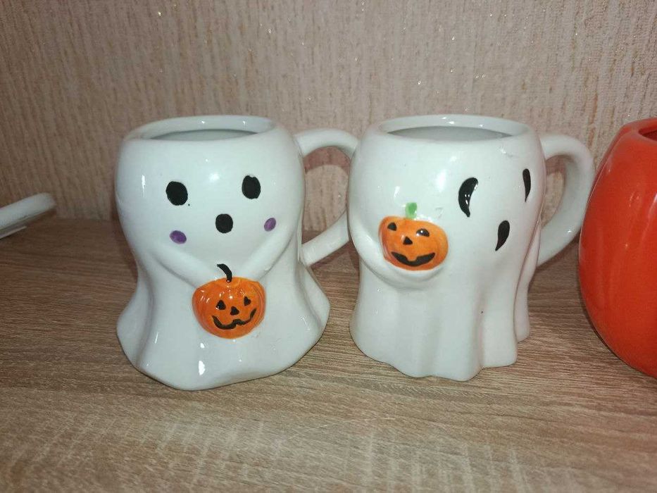 Набір чашок Halloween 4 шт.: Череп, Гарбузик, Привиди, 2 шт. кераміка