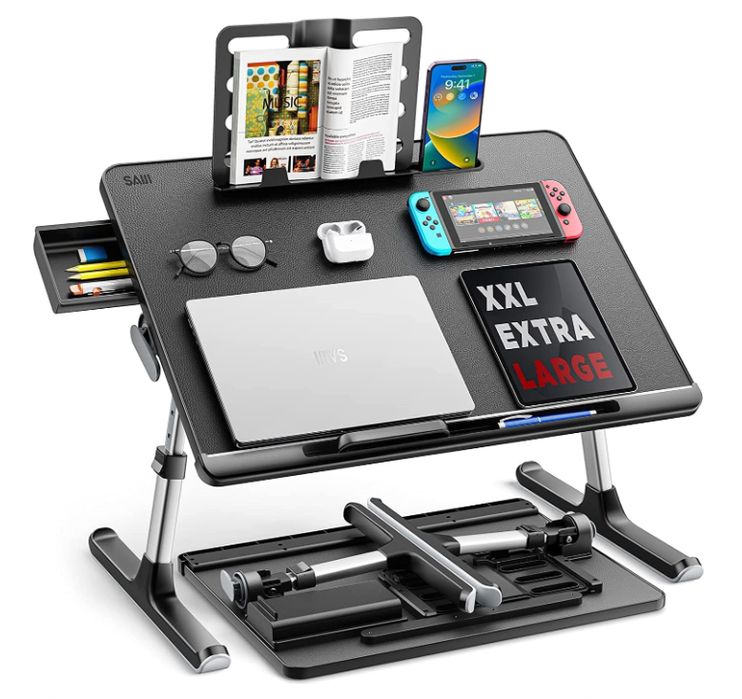 SAIJI stolik do laptopa, kąt nachylenia, składane nogi 60x45 cm