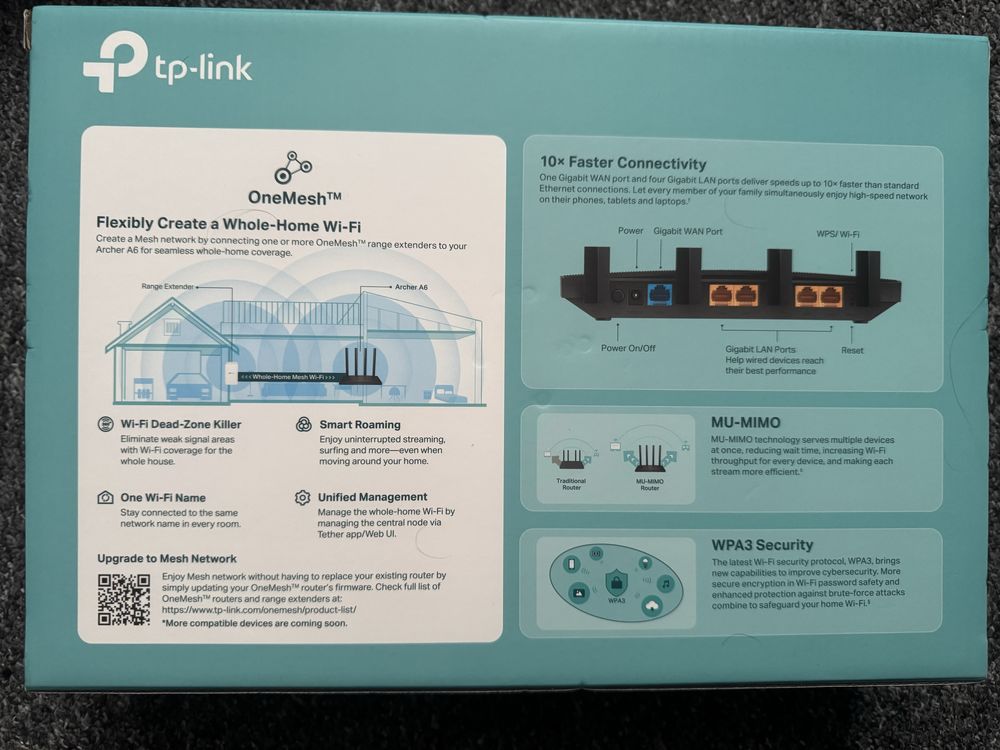 Wi-Fi Router tp-link Archer 6 + kabel 10m