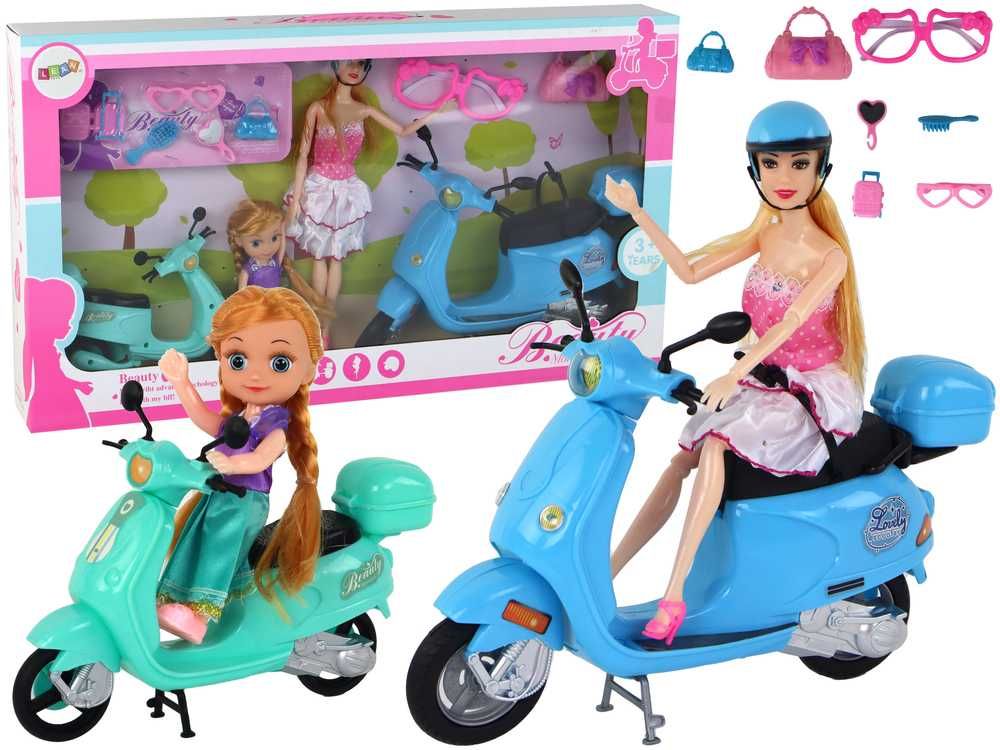 Zestaw Lalka Barbie Z Dzieckiem Skutery Zestaw Akcesoria dla dzieci 3+