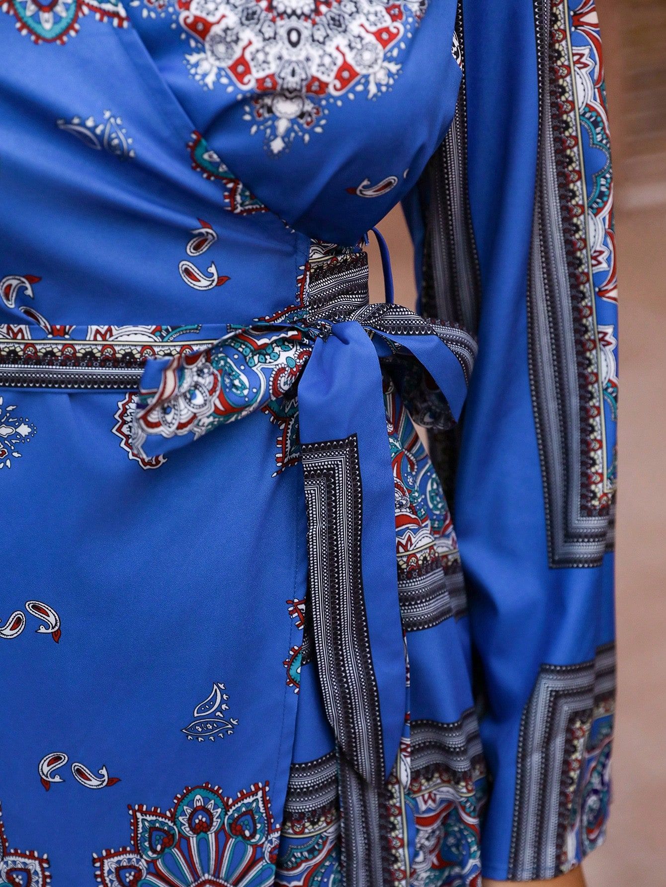 Sukienka Maxi Kopertowa Boho Z Motywem Orientalnym Anewsta L 40