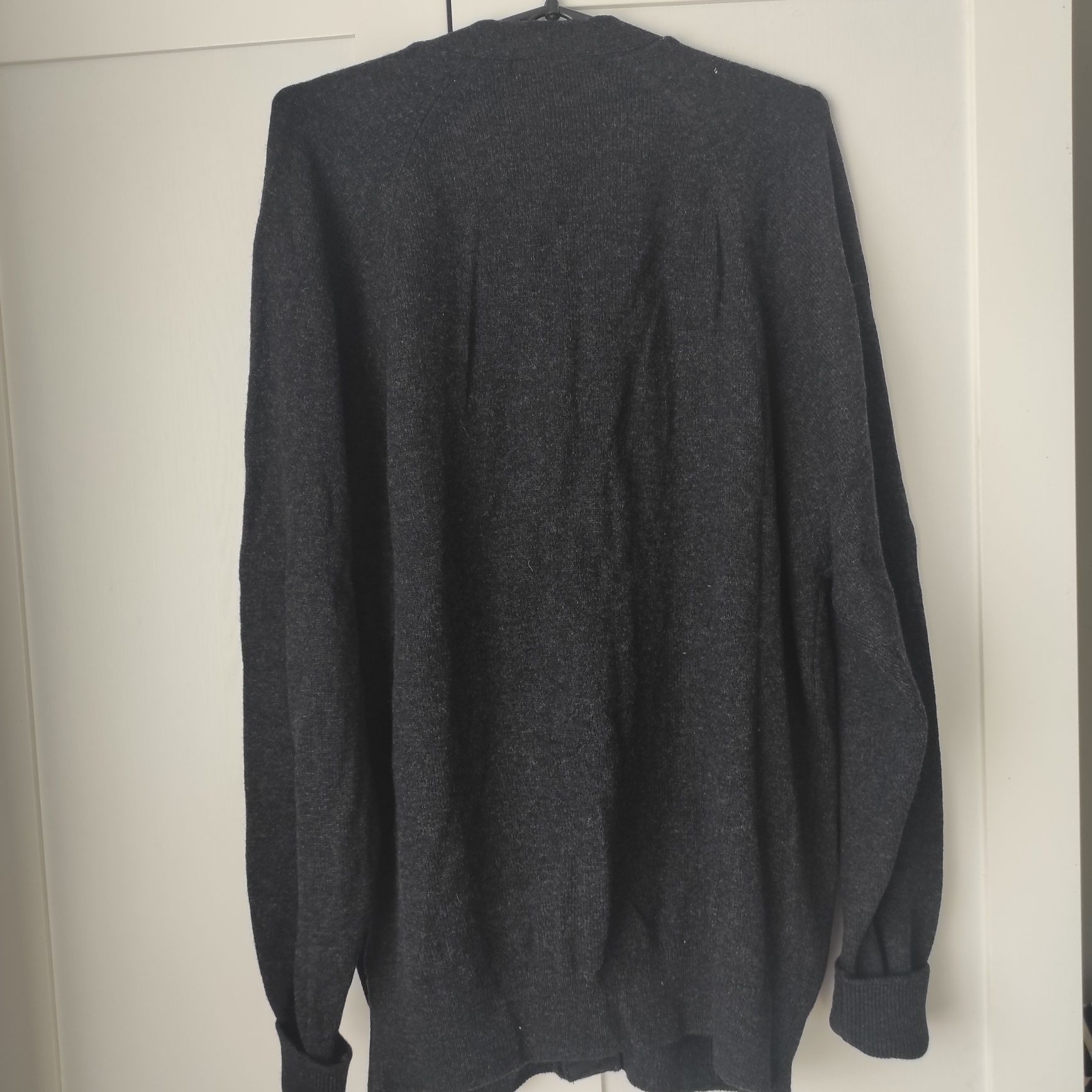 Sweter męski, kardigan rozpinany, M,  100% wełna owcza