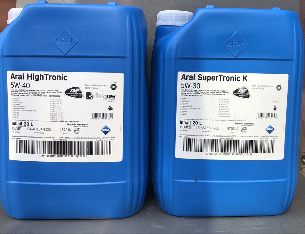 Масло Aral 5w40 20л -4100/ Aral 5w30 Super Tronic K 20л -5660грн