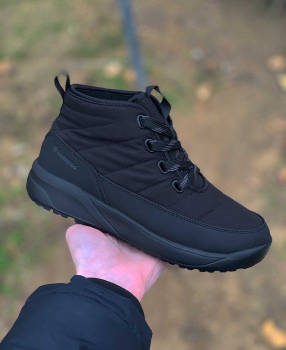 Жіночі зимові кросівки-дутики на хутрі (36-41) легкі водостійкі чорні