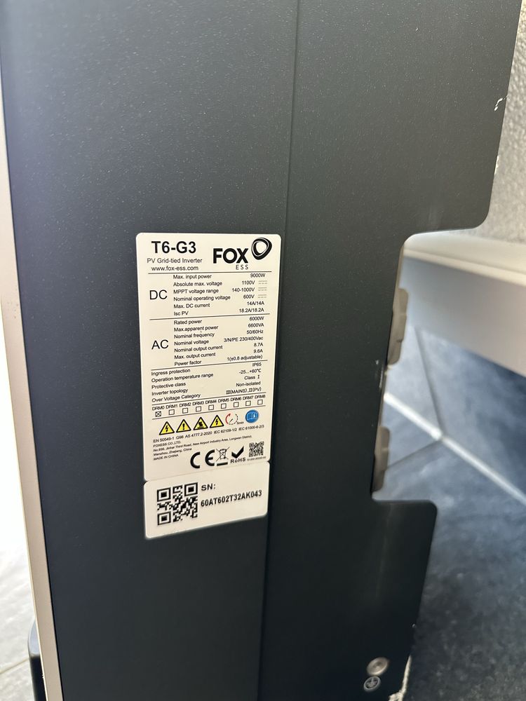 Falownik FOX ESS T6-G3 6kW 3-fazowy + moduł WiFi Anatel – jak nowy