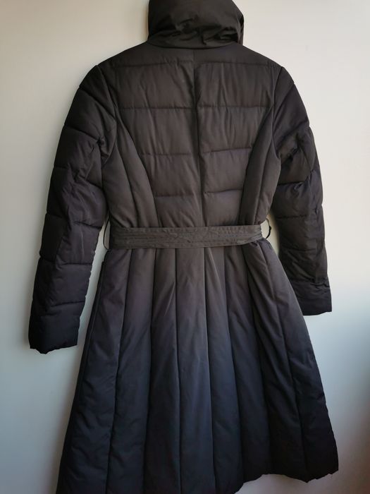 Теплая зимняя куртка серое пальто пуховик, размер S M L
