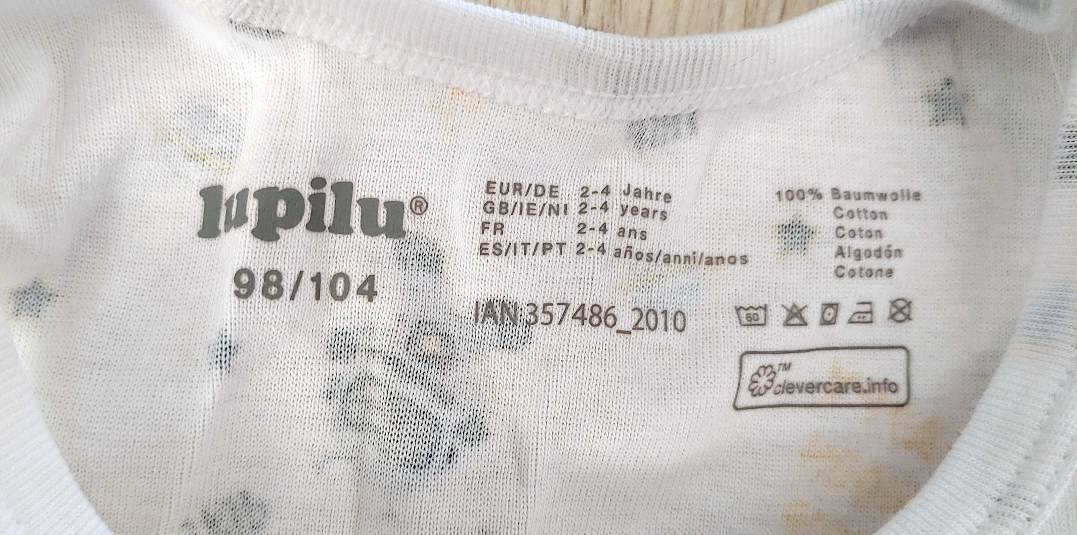 Nowy 2-pack podkoszulek szaro-niebieska i biała Lupilu rozm. 98/104