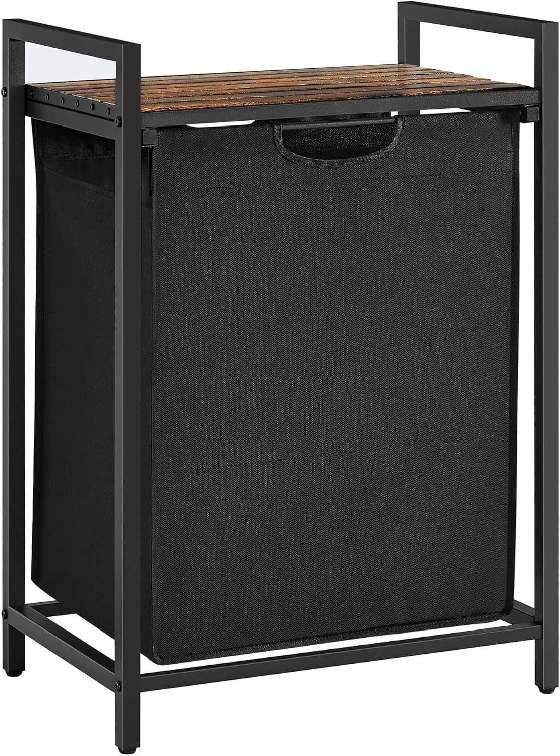 Kosz na pranie z półką 65L, metalowa rama wysuwana torba  50x33x72cm