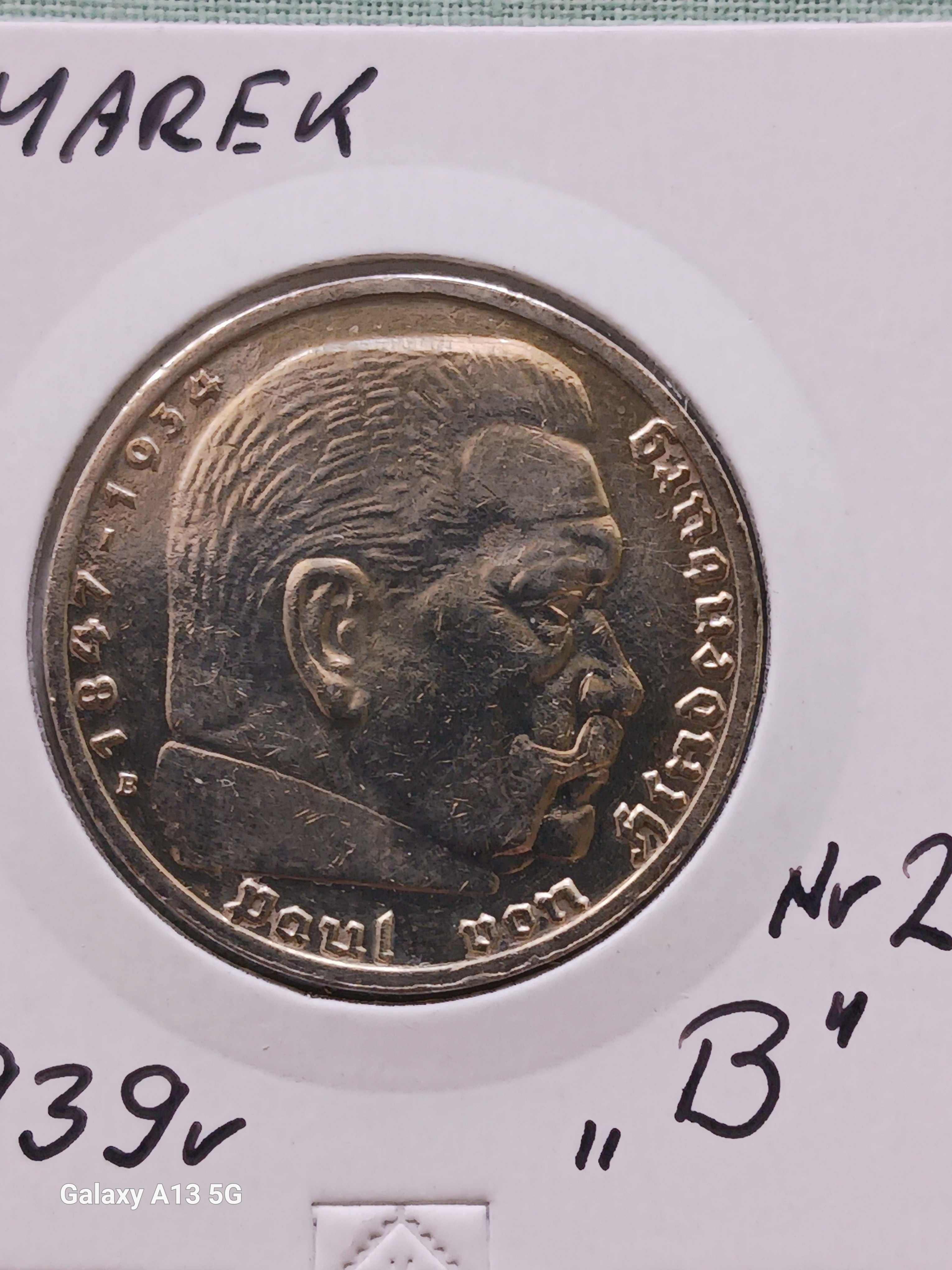 5 Marek Niemcy 1939 r. -Paul von Hindenburg - men. B - nr. 2