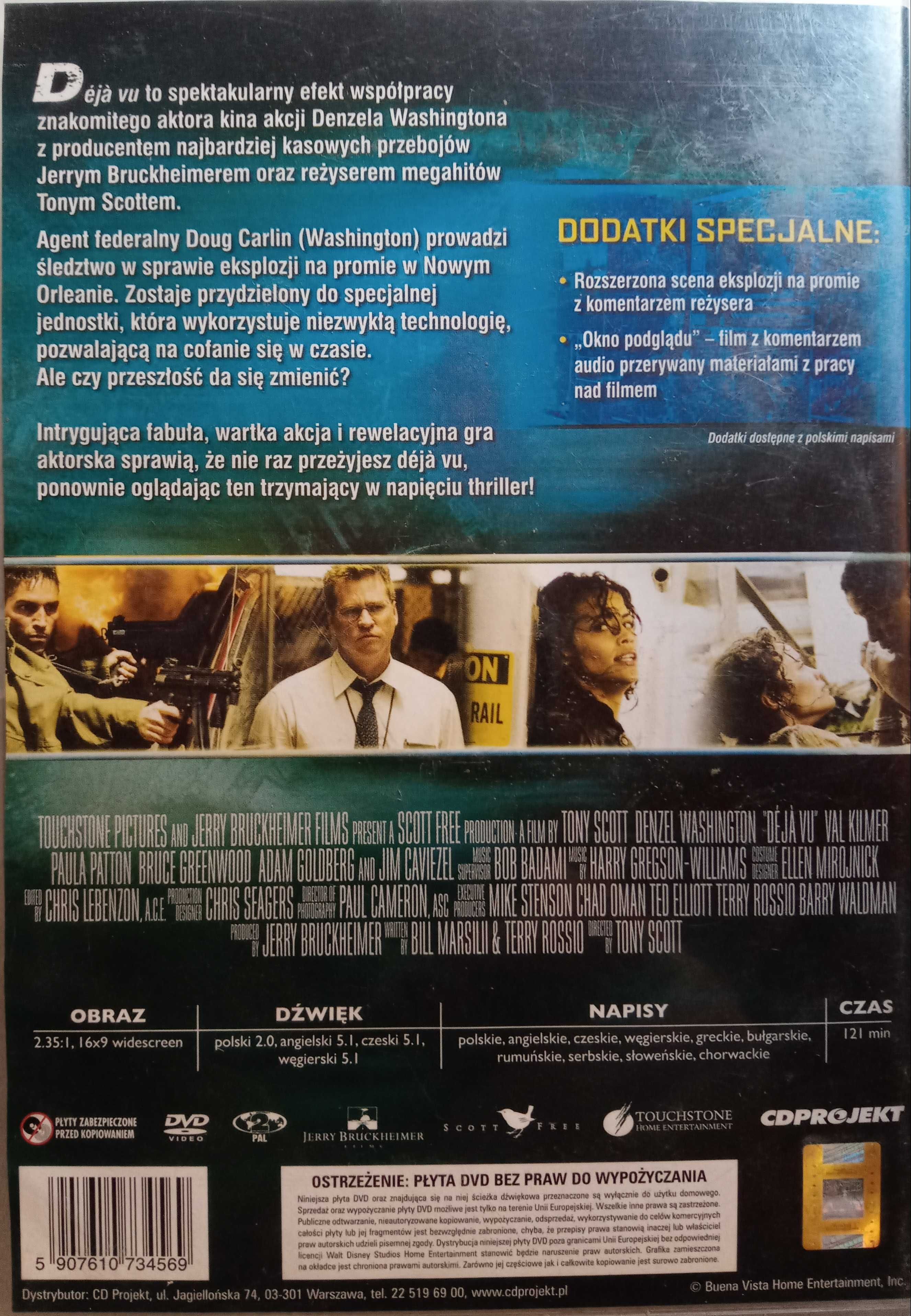 DEJAVU - DVD ,Polskie Wydanie, wys. D.WASHINGTON, Stan BDB