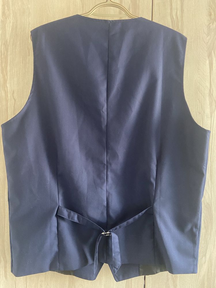 Shein XL granatowa kamizelka na guziki damska elegancka Vintage