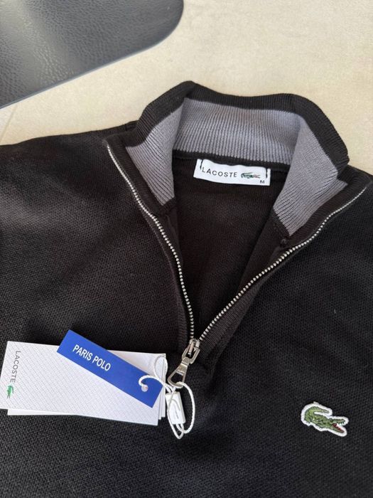 Светр півзамок Lacoste чорний чоловічий светр півзамок лакоста чорний