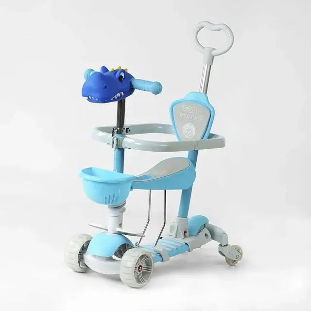 Самокат 5в1 Best Scooter з додатковими колесами,единоріжка та крокодил
