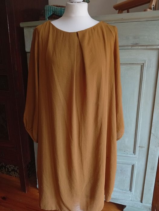 Sukienka na lato marki H&M, musztardowa, 44