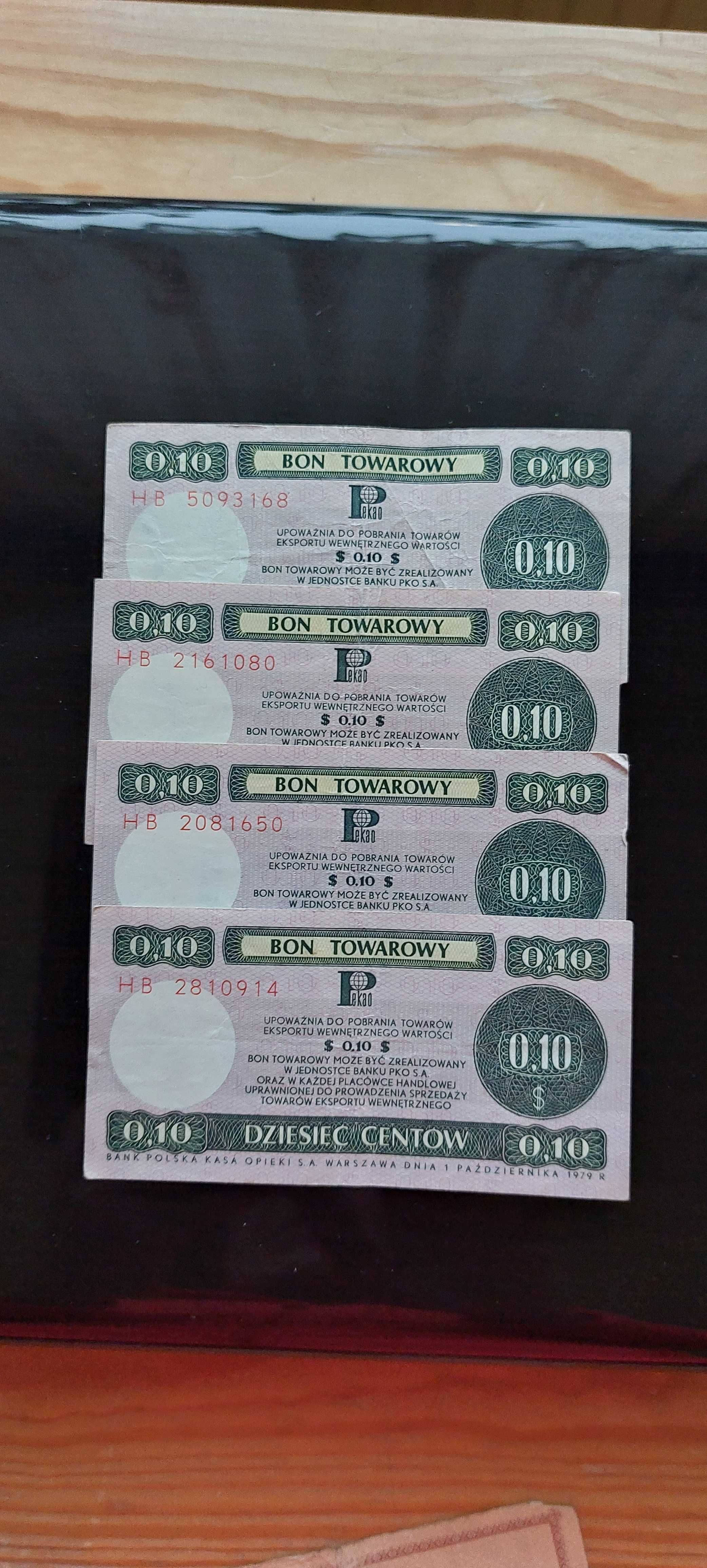 Bon towarowy 10 centów Pekao 1979 Seria HB  4 sztuki