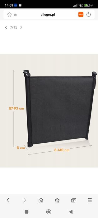 Barierka zabezpieczająca bramka do drzwi schody rozwijana do 140cm