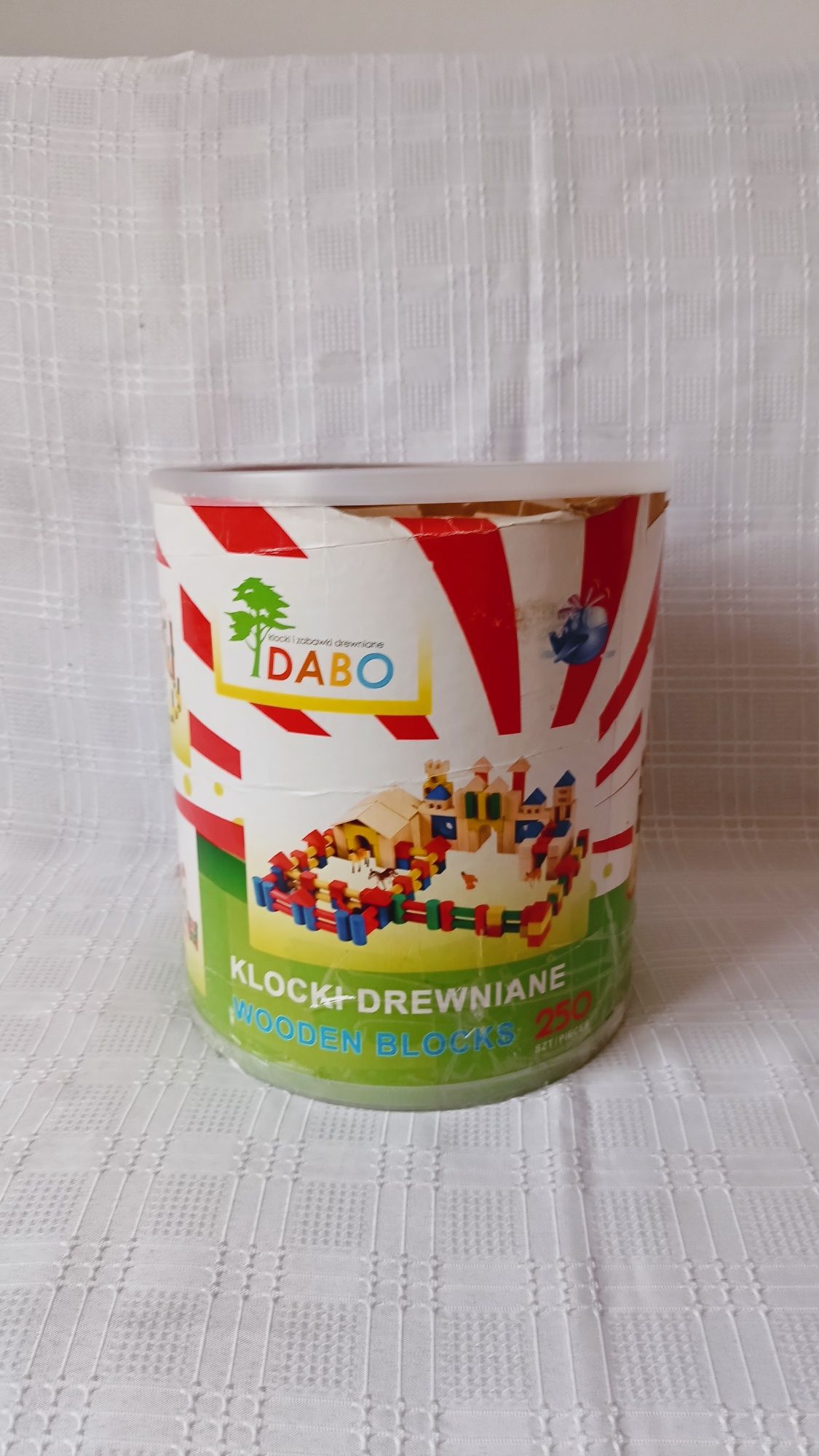 Klocki drewniane DABO, 250 sztuk, wiek 2+