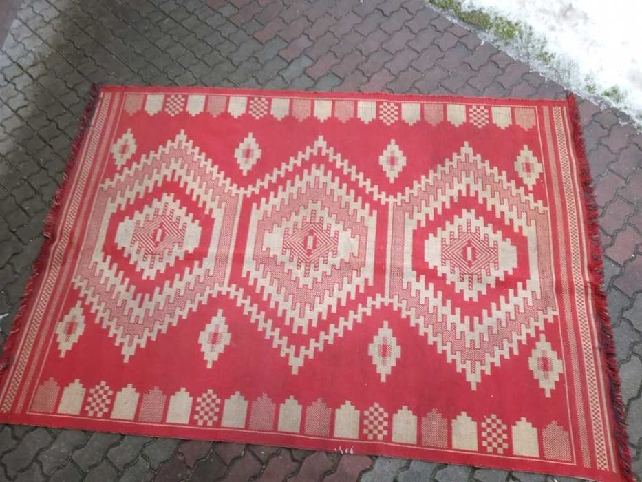 stary przedwojenny dywan wełniany dwustronny