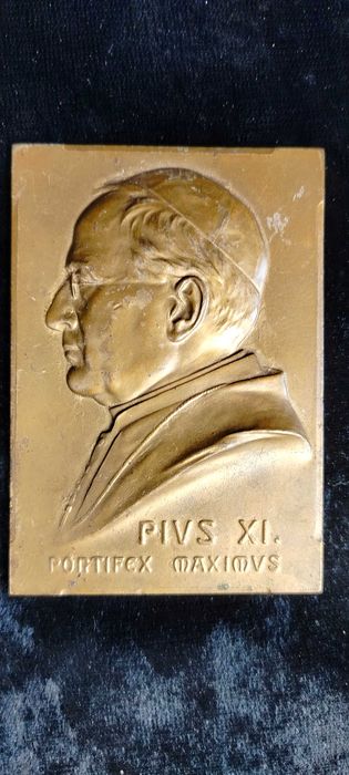 Stara plakieta z brązu Pius XI