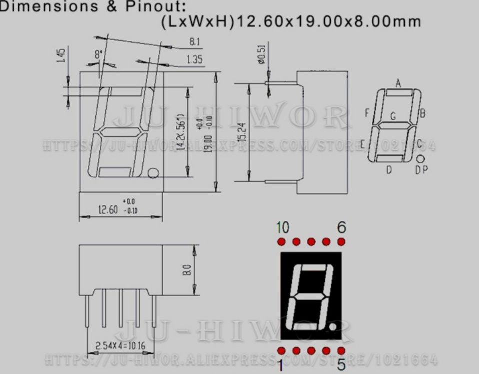 20 displays de 7 segmentos