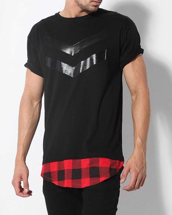 T-shirt bawełniany męski DIVERSE krata r. L calvin klein tommy guess