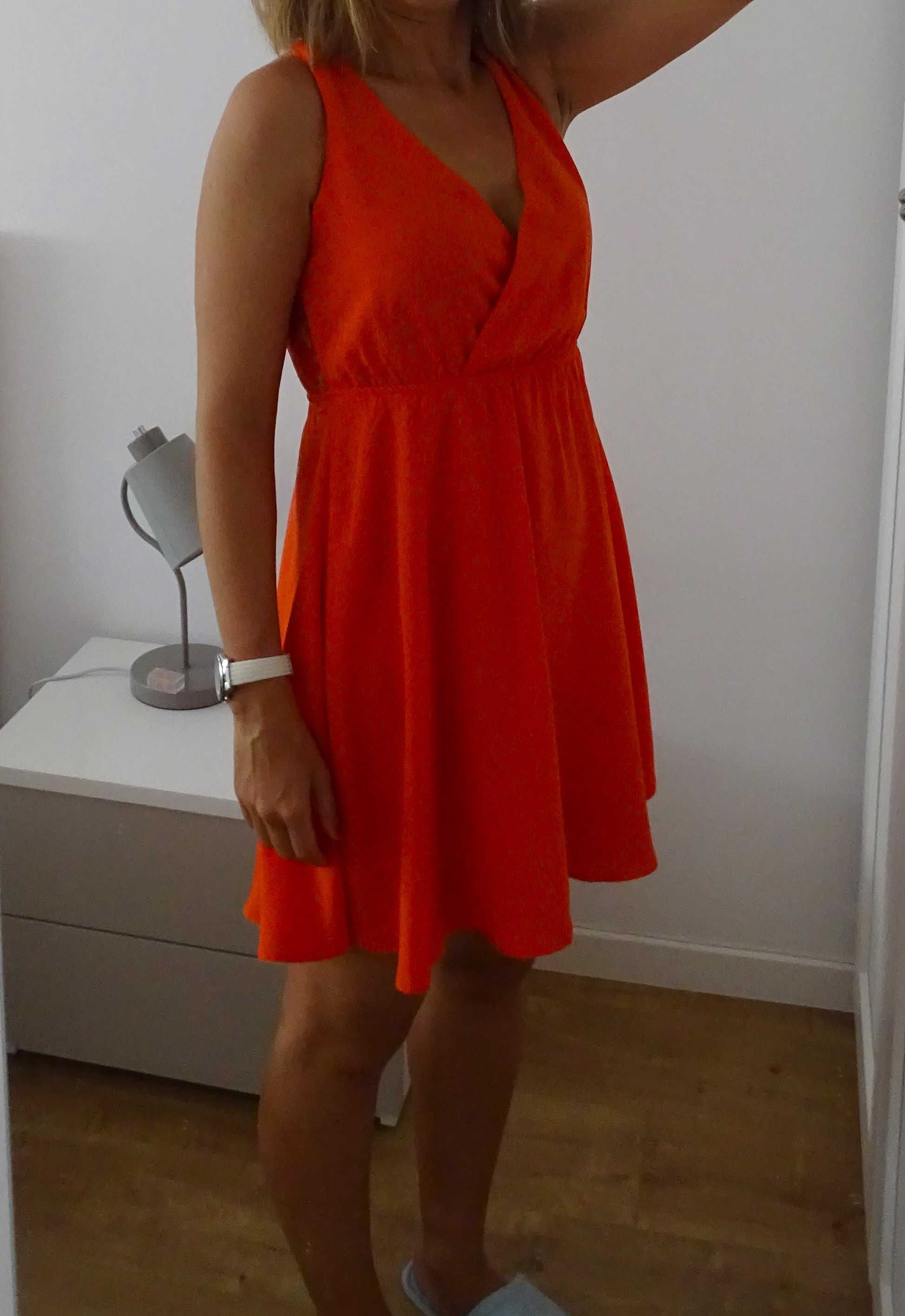 Vestido cor coral Mango