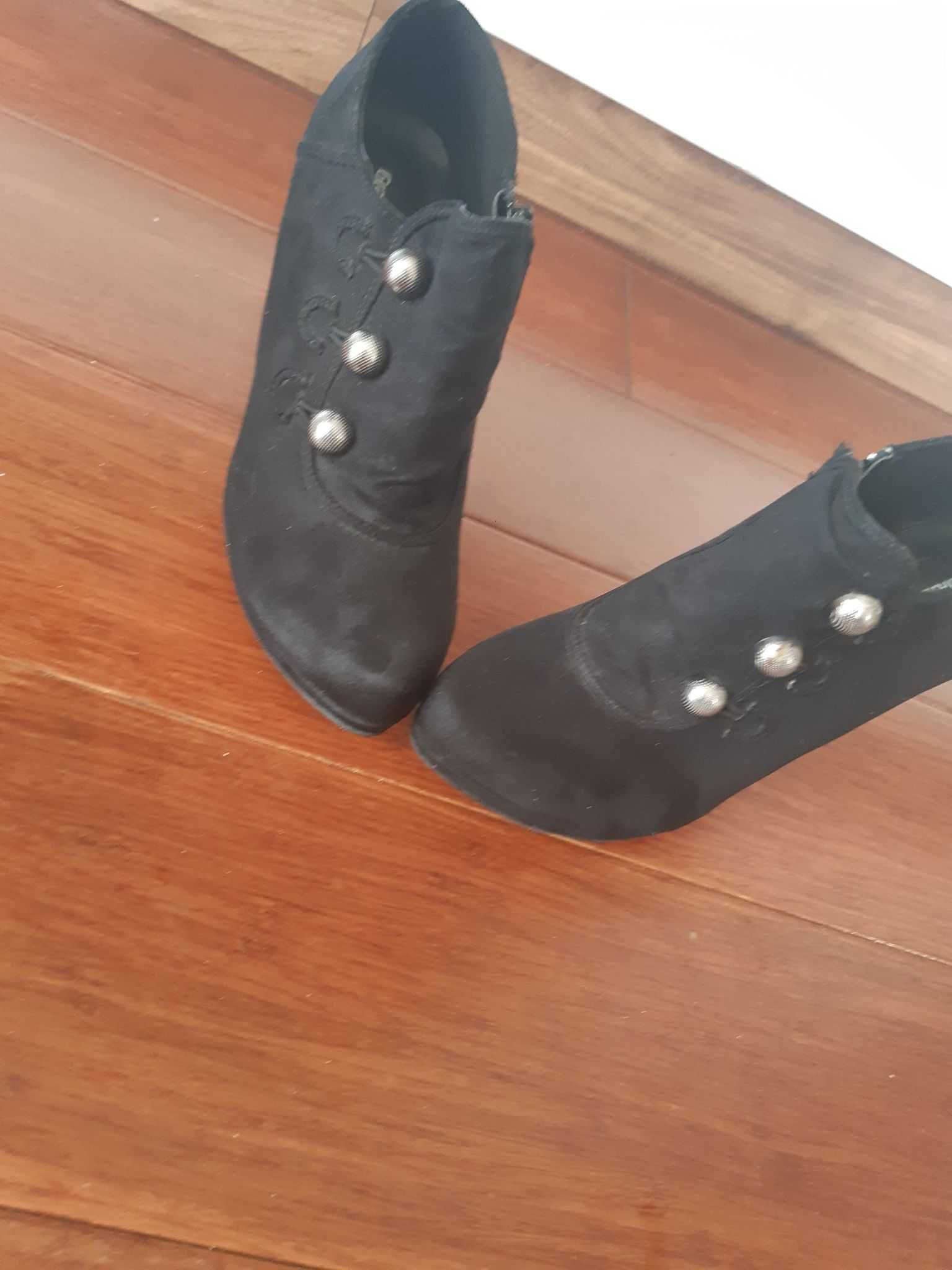 Czarne botki "kopytka", zamsz, wysoki obcas- Graceland, 38, śliczne