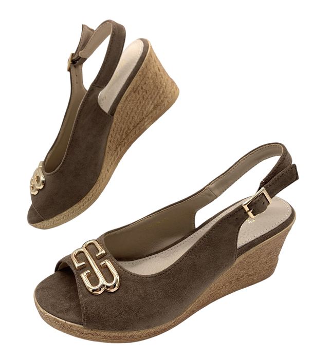 Sandały damskie na koturnie brązowe espadryle 39 Ellen cappuccino