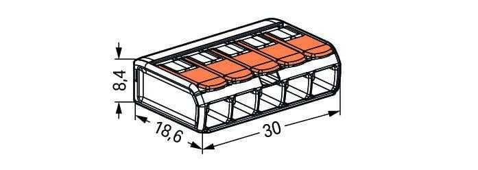 WAGO SZYBKOZŁĄCZKI DO PUSZEK 221/415 0,2-4 mm²/ 5 wejść 25szt Faktura