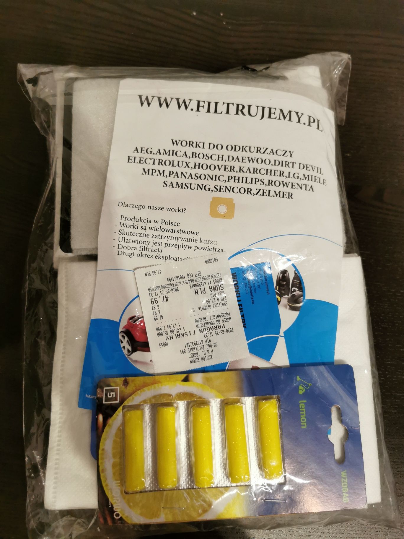 Nowe worki do odkurzacza i pochłaniacz zapachu,