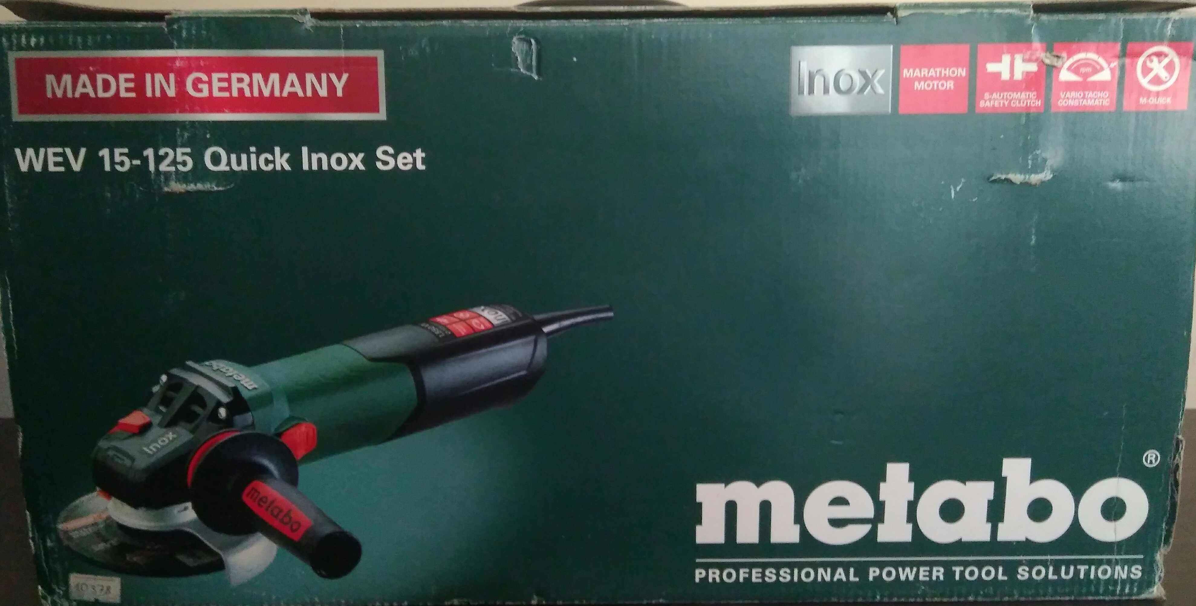 Угловая шлифмашина, болгарка Metabo WEV 15-125 Quick Inox Set