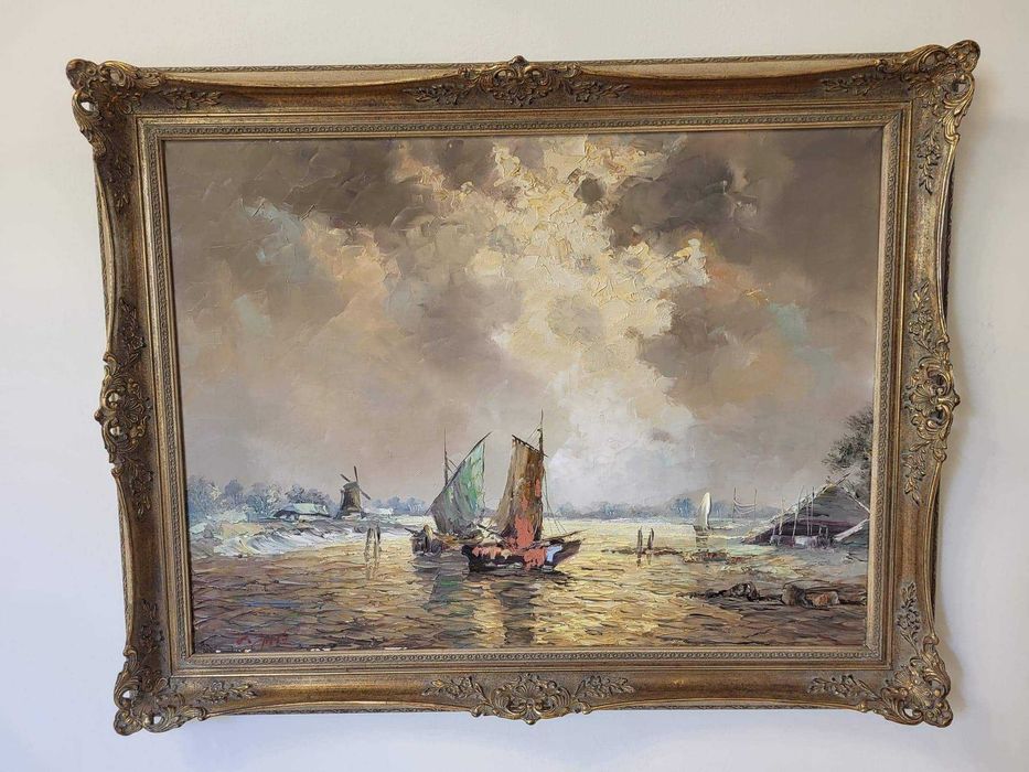 Obraz olejny na płótnie ŁODZIE W ZATOCE | CAROL SPREE *1907