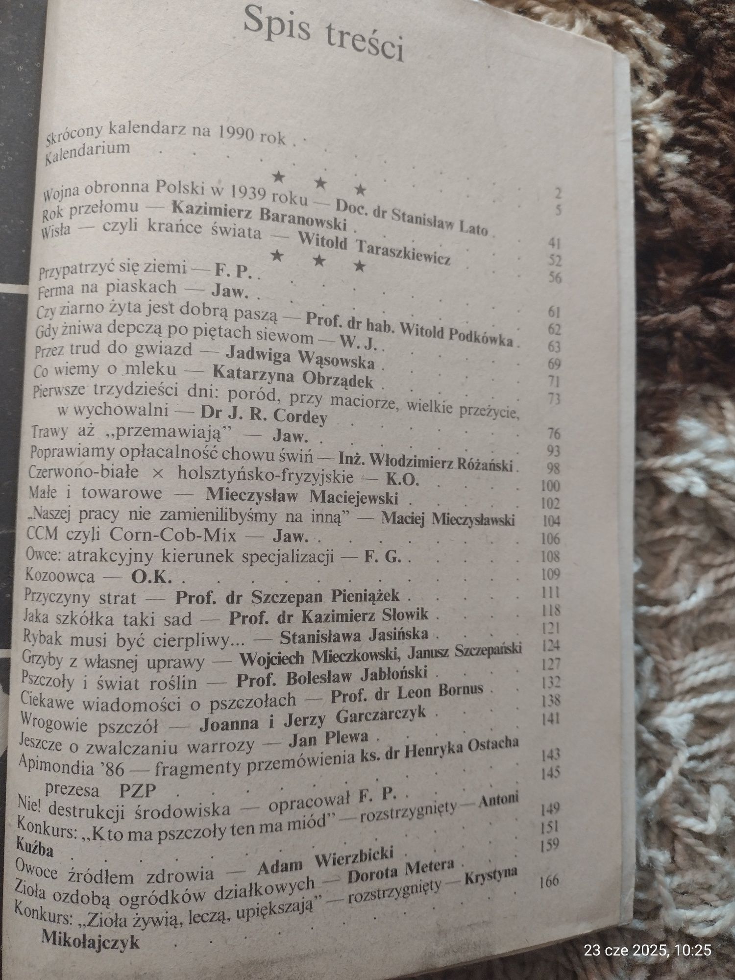 Poradnik rolnika i pszczelarza 1989 kalendarz